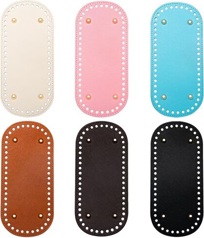 6 Pcs Bag Bases for Crochet, 8.58 x 3.93 inch PU Leather Bag Bottom with Holes, Long Oval Purse Bottom Shaper Pad for DIY Crochet Bag Shoulder Bags Purse Making (Colorful) in Saudi Arabia