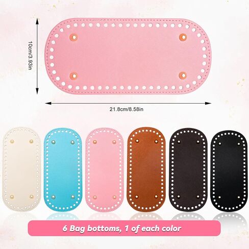 6 Pcs Bag Bases for Crochet, 8.58 x 3.93 inch PU Leather Bag Bottom with Holes, Long Oval Purse Bottom Shaper Pad for DIY Crochet Bag Shoulder Bags Purse Making (Colorful) in Saudi Arabia