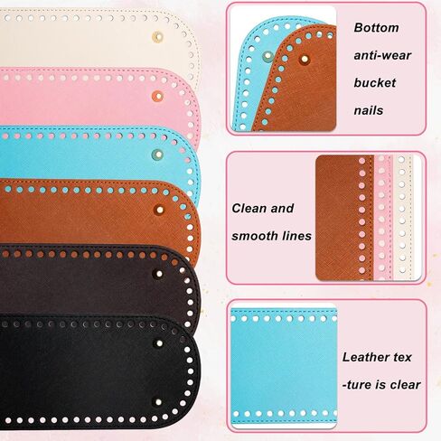 6 Pcs Bag Bases for Crochet, 8.58 x 3.93 inch PU Leather Bag Bottom with Holes, Long Oval Purse Bottom Shaper Pad for DIY Crochet Bag Shoulder Bags Purse Making (Colorful) in Saudi Arabia