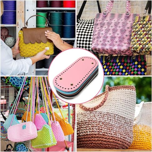 6 Pcs Bag Bases for Crochet, 8.58 x 3.93 inch PU Leather Bag Bottom with Holes, Long Oval Purse Bottom Shaper Pad for DIY Crochet Bag Shoulder Bags Purse Making (Colorful) in Saudi Arabia