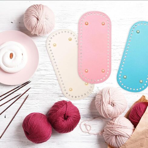 6 Pcs Bag Bases for Crochet, 8.58 x 3.93 inch PU Leather Bag Bottom with Holes, Long Oval Purse Bottom Shaper Pad for DIY Crochet Bag Shoulder Bags Purse Making (Colorful) in Saudi Arabia