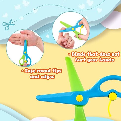 Kids Safety Scissors, 4 Pcs Blunt Tip Scissor Preschool Training for Toddler & Children, Anti-Pinch Design, Child Hand Eye Coordination Development, Playdough Tools Scrapbooking Supplies in Saudi Arabia