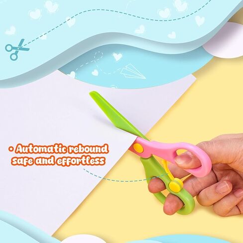 Kids Safety Scissors, 4 Pcs Blunt Tip Scissor Preschool Training for Toddler & Children, Anti-Pinch Design, Child Hand Eye Coordination Development, Playdough Tools Scrapbooking Supplies in Saudi Arabia