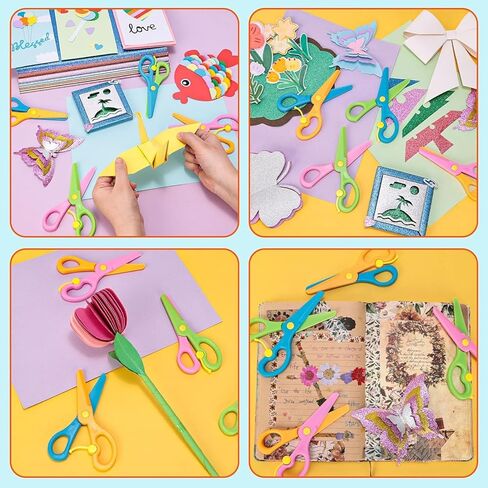 Kids Safety Scissors, 4 Pcs Blunt Tip Scissor Preschool Training for Toddler & Children, Anti-Pinch Design, Child Hand Eye Coordination Development, Playdough Tools Scrapbooking Supplies in Saudi Arabia