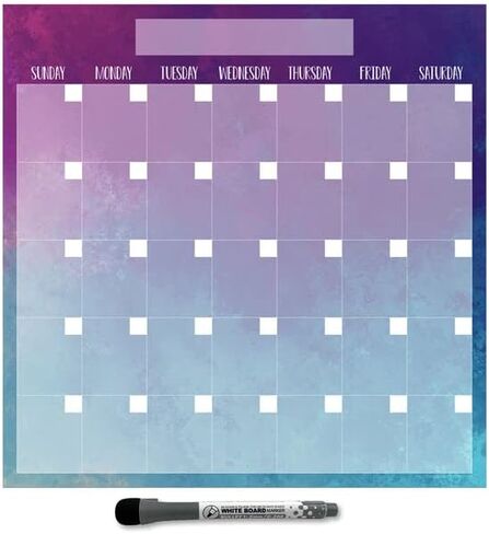 Dry Erase Monthly Calendar Planner Sticker Decal | Removable & Reusable | Magnetic Fine-Tip Marker Included (9 x 12 inches, Floral) in Saudi Arabia