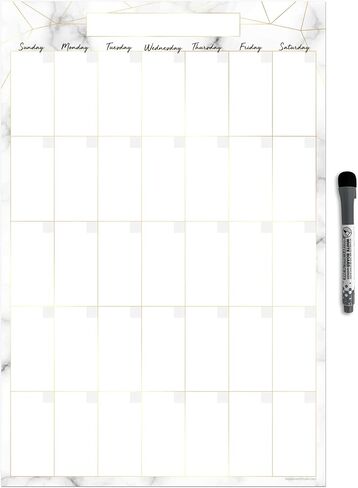 Dry Erase Monthly Calendar Planner Sticker Decal | Removable & Reusable | Magnetic Fine-Tip Marker Included (9 x 12 inches, Floral) in Saudi Arabia