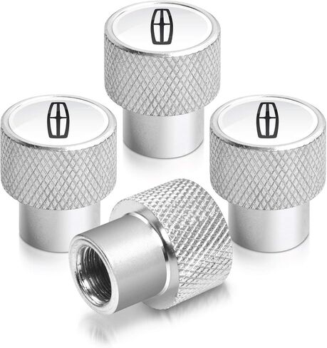 iPick Image for Lincoln Logo in Black on Silver Easy-Grip Aluminum Tire Valve Stem Caps in Saudi Arabia