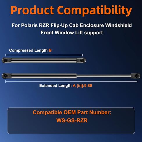 Qty (2) WS-GS-RZR 2878717 10in UTV Tip-Out Front Windshield Gas Shock Strut Spring Lift Support for Polaris RZR Flip-Up Window Parts Replacement 𝐖𝐢𝐭𝐡 𝐁𝐚𝐥𝐥 𝐒𝐭𝐮𝐝𝐬 𝐚𝐧𝐝 𝐒𝐜𝐫𝐞𝐰𝐬 in Saudi Arabia
