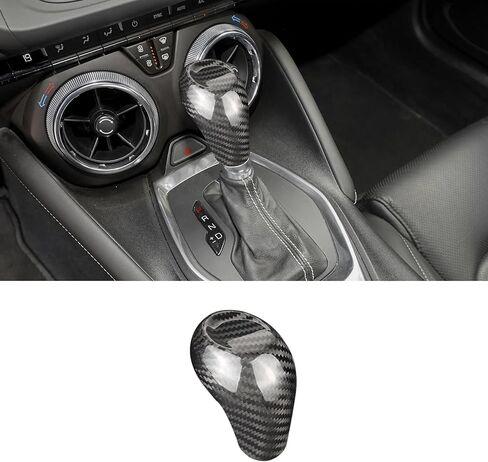 Compatible with Chevrolet/Chevy Gear Shift Knob Cover Trim Real Carbon Fiber for Camaro 2016-2024 Interior Accessories,Red in Saudi Arabia