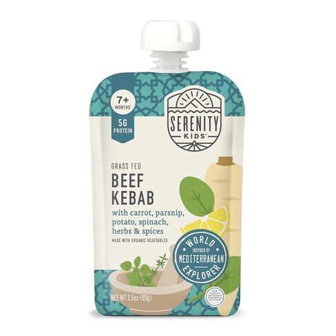 Serenity Kids 6+ Months Baby Food Pouches Puree Made With Ethically Sourced Meats & Organic Veggies | 3.5 Ounce BPA-Free Pouch | Pasture Raised Turkey & Rosemary, Purple Carrot, Zucchini | 1 Count in Saudi Arabia