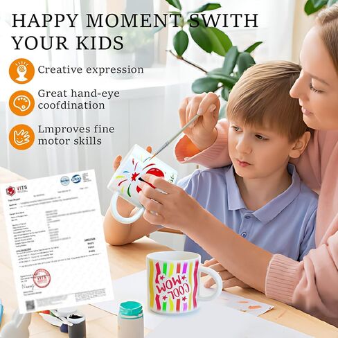 Roaxkois Ceramic Painting Set - Creative Ceramic Craft Set with Paints, Brushes and Instructions, Perfect Mug Painting Set for Individual Gifts and Leisure Activities in Saudi Arabia