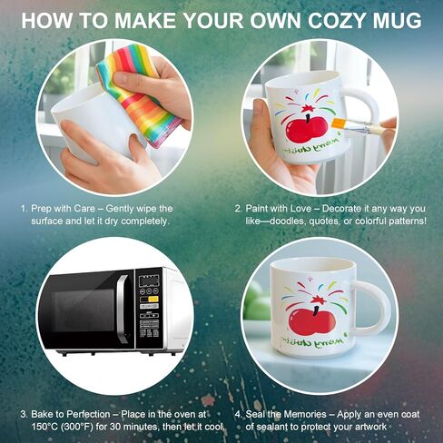 Roaxkois Ceramic Painting Set - Creative Ceramic Craft Set with Paints, Brushes and Instructions, Perfect Mug Painting Set for Individual Gifts and Leisure Activities in Saudi Arabia