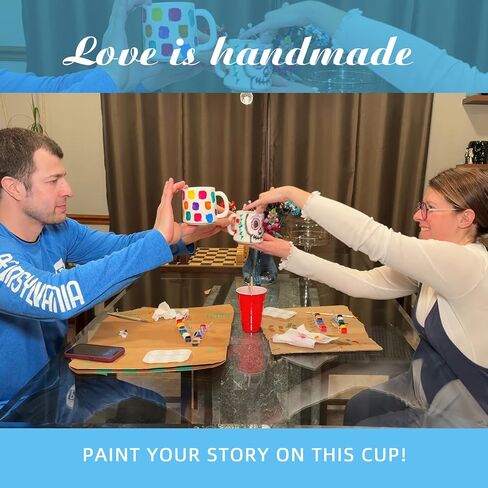 Roaxkois Ceramic Painting Set - Creative Ceramic Craft Set with Paints, Brushes and Instructions, Perfect Mug Painting Set for Individual Gifts and Leisure Activities in Saudi Arabia