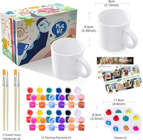 Roaxkois Ceramic Painting Set - Creative Ceramic Craft Set with Paints, Brushes and Instructions, Perfect Mug Painting Set for Individual Gifts and Leisure Activities in Saudi Arabia