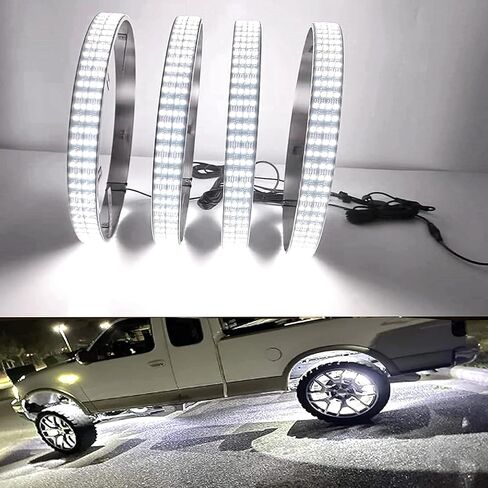 JXOFROAD 15.5in Pure White Wheel Ring Lights,12V New Upgrade Quad Rows 1152-LEDs Waterproof Tire Rim Light with RF Remote APP Control for Truck Car SUV Pickup in Saudi Arabia