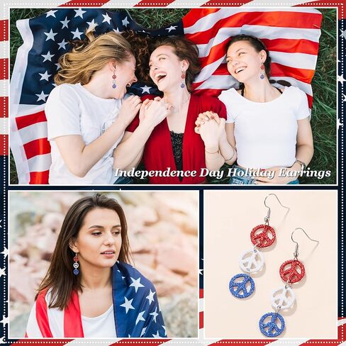4th of July Earrings Accessories Independence Day Patriotic Earrings USA Star Dangle Drop Earrings Red White and Blue Earrings Jewelry 4th of July Outfits for Women in Kuwait