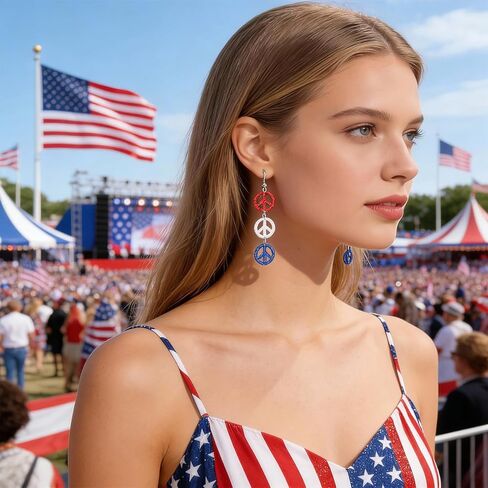 4th of July Earrings Accessories Independence Day Patriotic Earrings USA Star Dangle Drop Earrings Red White and Blue Earrings Jewelry 4th of July Outfits for Women in Kuwait