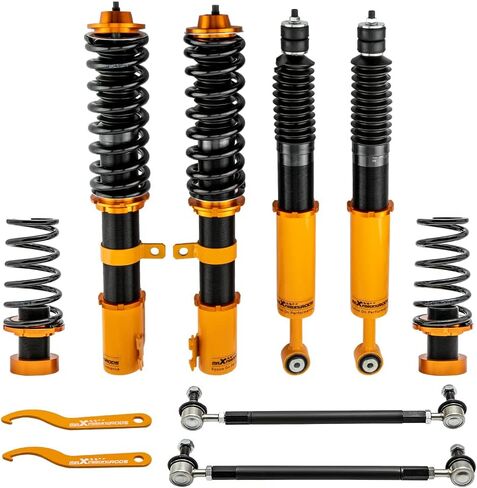 maxpeedingrods Coilovers لسيارة Toyota Yaris 2007-2011، لسيارة Scion XD 2008-2010، طقم دعامات تعليق كويلوفر قابل للتعديل للارتفاع، دعامات ممتص الصدمات للتخميد مسبقًا، طقم خفض ذهبي in Saudi Arabia
