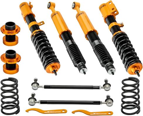 maxpeedingrods Coilovers لسيارة Toyota Yaris 2007-2011، لسيارة Scion XD 2008-2010، طقم دعامات تعليق كويلوفر قابل للتعديل للارتفاع، دعامات ممتص الصدمات للتخميد مسبقًا، طقم خفض ذهبي in Saudi Arabia