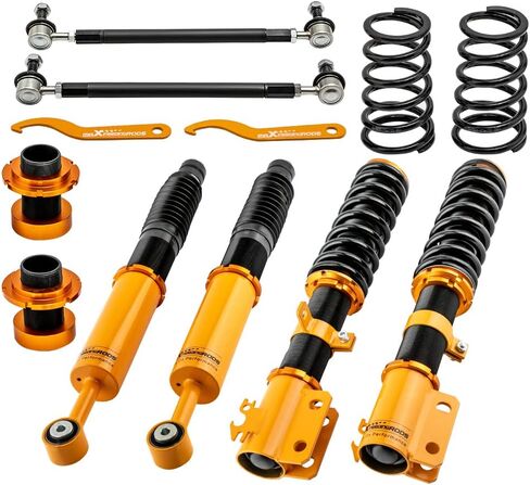 maxpeedingrods Coilovers لسيارة Toyota Yaris 2007-2011، لسيارة Scion XD 2008-2010، طقم دعامات تعليق كويلوفر قابل للتعديل للارتفاع، دعامات ممتص الصدمات للتخميد مسبقًا، طقم خفض ذهبي in Saudi Arabia