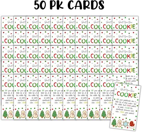 Paint Your Own Cookie Instruction Cards 50pk 3.5x2" for Christmas Holiday Sugar Cookies DIY Decorating Kit Bakers Care Bulk Guide Clients Food Coloring in Saudi Arabia