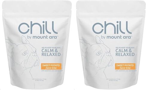 CHILL Bites Calming Dog Treats for Relaxation, Made with Sweet Potato, Valerian Root, & Melatonin for Dogs in Saudi Arabia