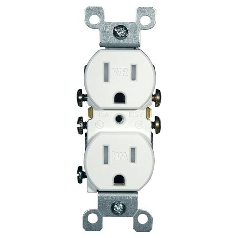 Leviton W5320-T0G 15 أمبير، 125 فولت، مقاوم للطقس والتلاعب، وعاء مزدوج، أرضي، سلك جانبي وسلك سريع، رمادي in Kuwait