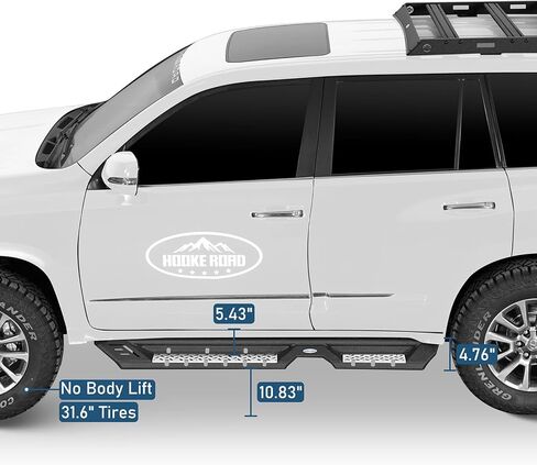 قضبان جانبية لألواح الجري Hooke Road GX460 لسيارة Lexus GX460 2010-2023، قضبان منزلقة صخرية منسدلة مقاس 5.4 بوصة مع وسادات مضادة للانزلاق in Saudi Arabia