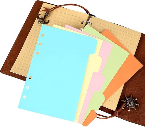 A6 PU Leather Binder Budget 6 Ring Notebook Cover Planner Travel Journal, Refillable with Lined Pages and 5 Dividers(A6-Grey) in Saudi Arabia