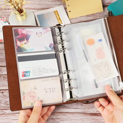A6 PU Leather Binder Budget 6 Ring Notebook Cover Planner Travel Journal, Refillable with Lined Pages and 5 Dividers(A6-Grey) in Saudi Arabia