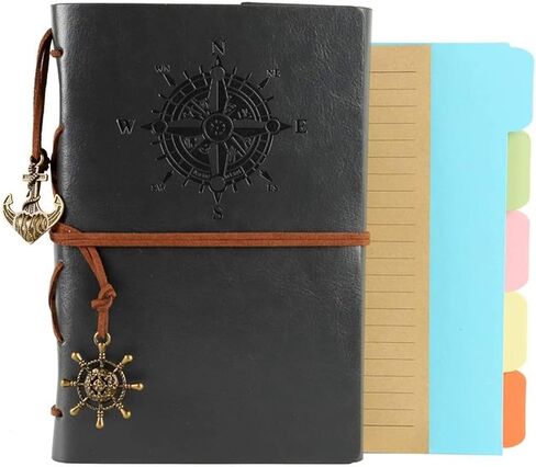 A6 PU Leather Binder Budget 6 Ring Notebook Cover Planner Travel Journal, Refillable with Lined Pages and 5 Dividers(A6-Grey) in Saudi Arabia