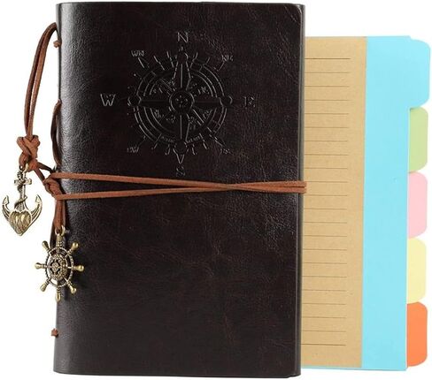 A6 PU Leather Binder Budget 6 Ring Notebook Cover Planner Travel Journal, Refillable with Lined Pages and 5 Dividers(A6-Grey) in Saudi Arabia