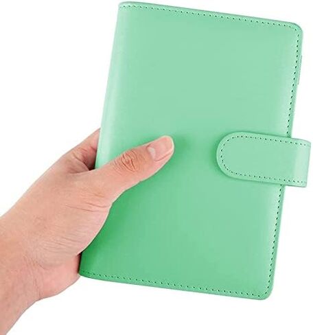17 Pcs A6 PU Leather Binder Cover with Plastic Pockets Loose Leaf Bags 6 Ring Cash Budget Envelopes System(Blue) in Saudi Arabia