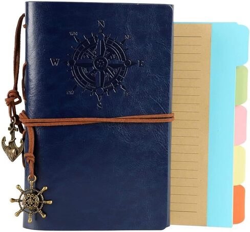 A6 PU Leather Binder Budget 6 Ring Notebook Cover Planner Travel Journal, Refillable with Lined Pages and 5 Dividers(A6-Grey) in Saudi Arabia