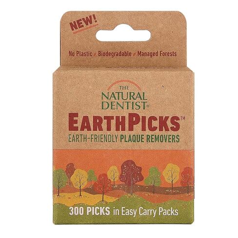 ذا ناتشورال دينتيست مزيل الجير الصديق للبيئة من ايرث بيكس - 300 ريشة خشبية في خمسة جيوب سهلة الحمل (عبوة من 3 قطع) إجمالي 900 قطعة in Kuwait