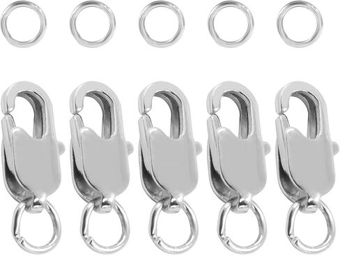 5Pcs Lobster Claw Clasp with Jump Ring, 18K Gold Jewelry Clasps for Necklace, Bracelets(Silver) in Saudi Arabia