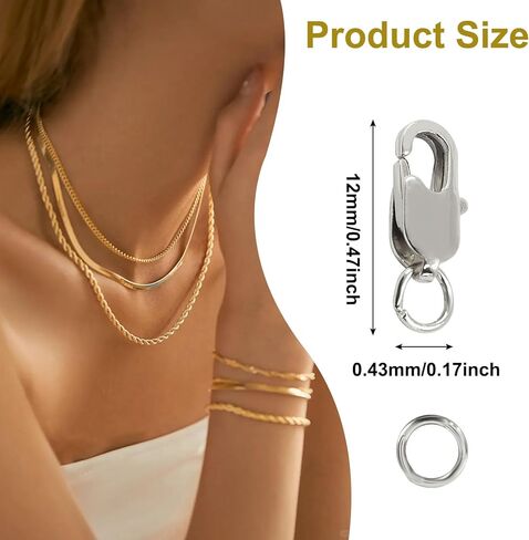 5Pcs Lobster Claw Clasp with Jump Ring, 18K Gold Jewelry Clasps for Necklace, Bracelets(Silver) in Saudi Arabia