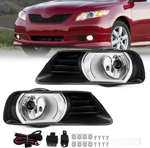 TOPUS For Toyota Camry Fog Lights Assembly Replacement 2007 2008 2009 Fog Lamps Left and Right Side with fog light Bezel & H11 12V 55W Bulbs 81210-06070 81220-06070 in Saudi Arabia