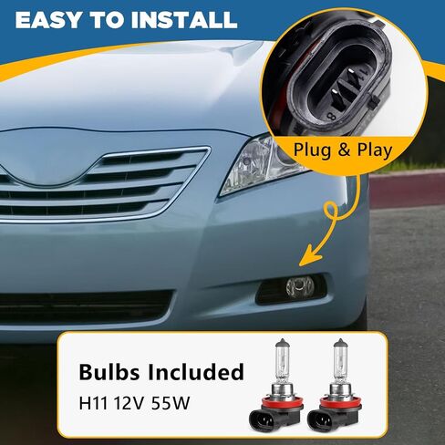 TOPUS For Toyota Camry Fog Lights Assembly Replacement 2007 2008 2009 Fog Lamps Left and Right Side with fog light Bezel & H11 12V 55W Bulbs 81210-06070 81220-06070 in Saudi Arabia