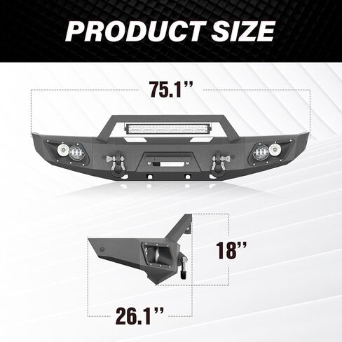 for Sierra 2500 Front & Rear Bumpers Compatible with 2020 2021 2022 2023 GMC Sierra 2500 3500 HD with Winch Plate, 9 x LED Lights, Sensor Holes, License Plate Lights, Paintable Armor & D-rings in Saudi Arabia