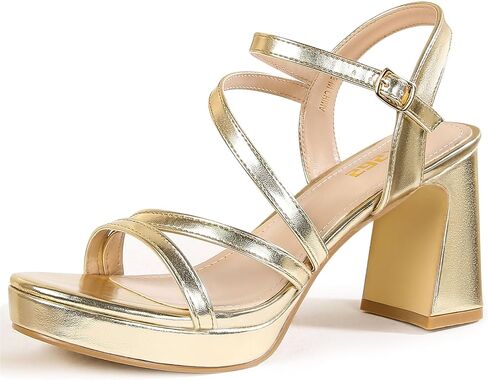 rsxses منصة حذاء بكعب مكتنز للنساء الكاحل حزام الكعوب الصنادل Strappy مع المفتوحة تو الزفاف حفلة موسيقية الزفاف النساء فستان أحذية in Kuwait