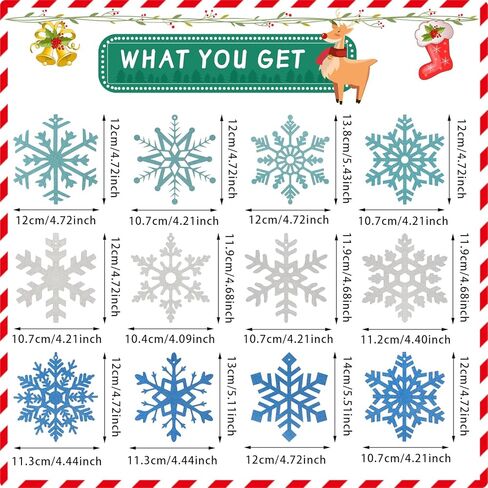 CCINEE 36pcs Christmas Snowflake Hanging Foil Swirls, Winter Snowflake Hanging Decoration Christmas Foil Ceiling Hanging Swirls for Frozen Winter Xmas Holiday Party Supplies（Pre-Assembled） in Kuwait