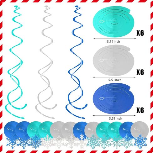 CCINEE 36pcs Christmas Snowflake Hanging Foil Swirls, Winter Snowflake Hanging Decoration Christmas Foil Ceiling Hanging Swirls for Frozen Winter Xmas Holiday Party Supplies（Pre-Assembled） in Kuwait