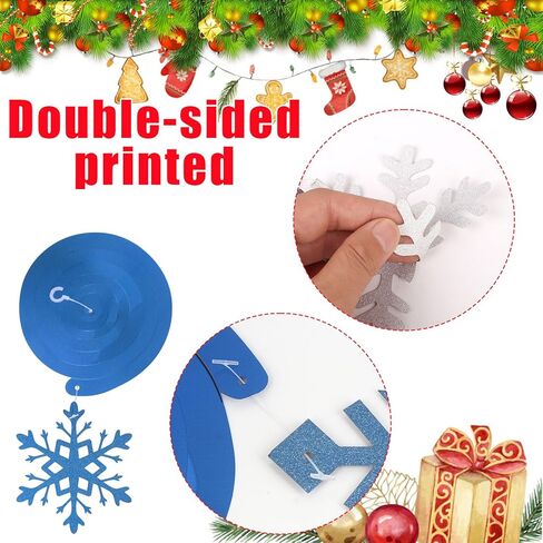 CCINEE 36pcs Christmas Snowflake Hanging Foil Swirls, Winter Snowflake Hanging Decoration Christmas Foil Ceiling Hanging Swirls for Frozen Winter Xmas Holiday Party Supplies（Pre-Assembled） in Kuwait