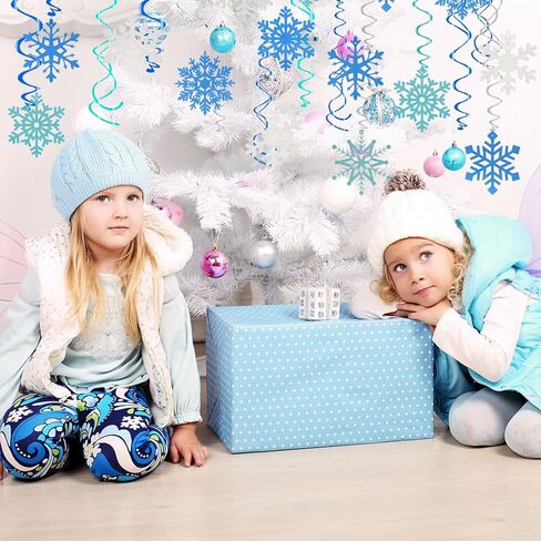 CCINEE 36pcs Christmas Snowflake Hanging Foil Swirls, Winter Snowflake Hanging Decoration Christmas Foil Ceiling Hanging Swirls for Frozen Winter Xmas Holiday Party Supplies（Pre-Assembled） in Kuwait