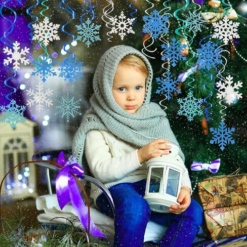 CCINEE 36pcs Christmas Snowflake Hanging Foil Swirls, Winter Snowflake Hanging Decoration Christmas Foil Ceiling Hanging Swirls for Frozen Winter Xmas Holiday Party Supplies（Pre-Assembled） in Kuwait
