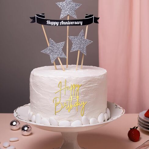 غلاف كعكة عيد ميلاد سعيد، علامة كعكة عيد ميلاد سعيد من الأكريليك الذهبي، مرآة ذهبية من الأكريليك لتزيين الكيك من الجانب لتزيين كعكة عيد الميلاد in Saudi Arabia