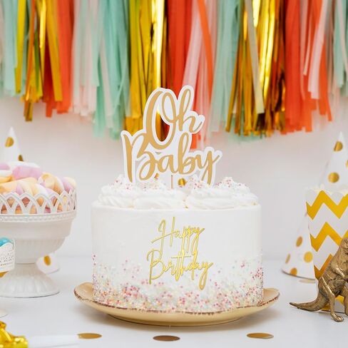 غلاف كعكة عيد ميلاد سعيد، علامة كعكة عيد ميلاد سعيد من الأكريليك الذهبي، مرآة ذهبية من الأكريليك لتزيين الكيك من الجانب لتزيين كعكة عيد الميلاد in Saudi Arabia