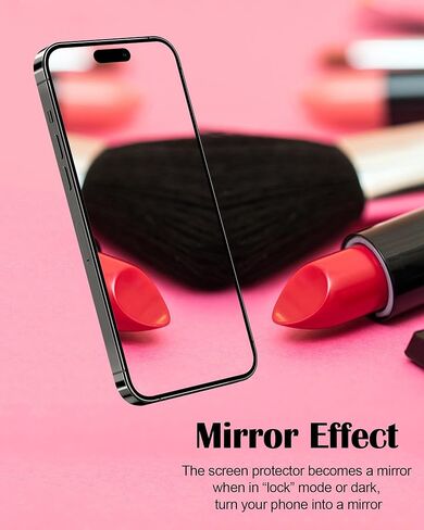 2 Pack Mirror Screen Protector for iPhone 14 and iPhone 13/13 Pro Tempered Glass Mirrored Effect Anti-Spy Full Coverage Easy Installation Frame 9H Hardness Anti-Scratch 6.1 inch (Silver) in Kuwait