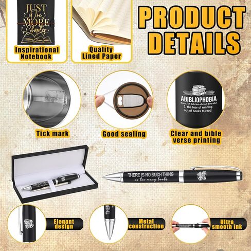 Shellwei 6 Pcs Christmas Book Lovers Gifts for Men Women 17 oz Abibliophobia Coffee Mugs Leather Journal Notebook with Ballpoint Pen Metal Bookmark Greeting Card Box Gifts for Librarian Bookish in Saudi Arabia